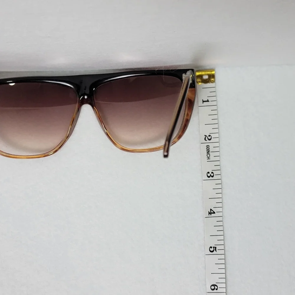 Vintage 1980s Oversized Sunglasses Black Flat Top Brow Tortoise Shell Taiwan ROC